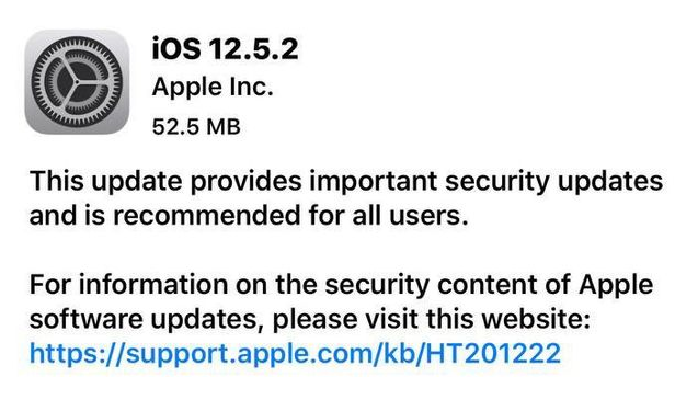 广昌苹果手机维修分享iOS12.5.2发布，建议所有老苹果用户安装 